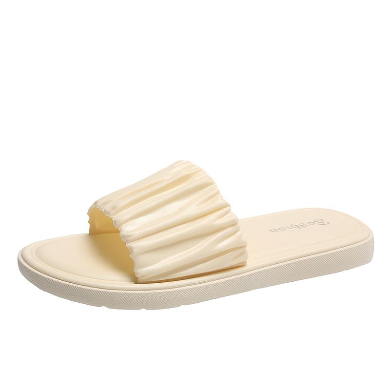 New pleated slippers women's summer wear fashion casual thick bottom non-slip beach cool slippers
