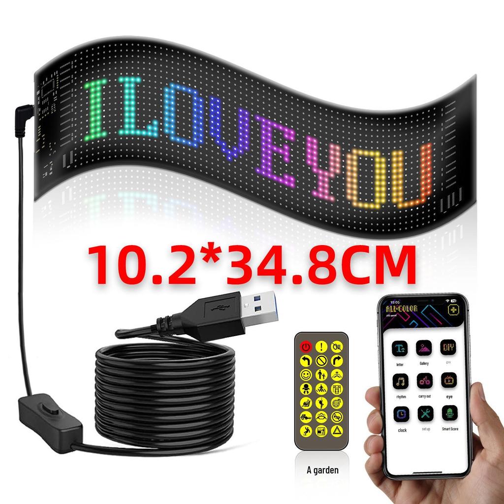 LED Bluetooth Smart Display: USB-Powered Flexible Full-Color Advertising Screen for Cars