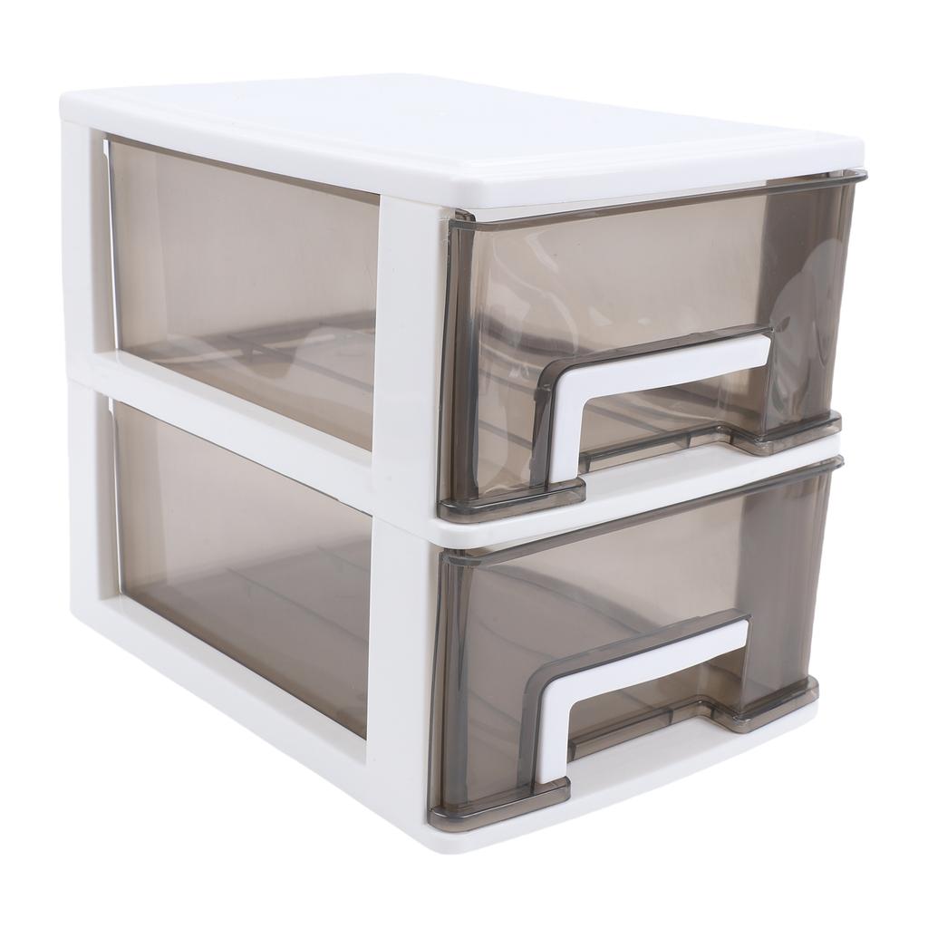 Schreibtisch mit 2 Schubladen, Kunststoff, stapelbar, transparent, Desktop-Aufbewahrungsbox für Büromaterial, für Zuhause, Wohnheim
