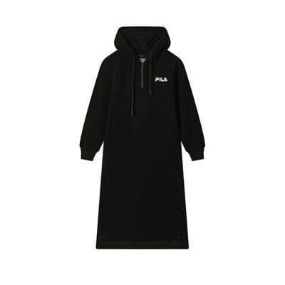Original Dunkler Minimalistischer Trendiger Stil Langes Kapuzen-Lockeres Kleid Damenkleider F51W539303FBK