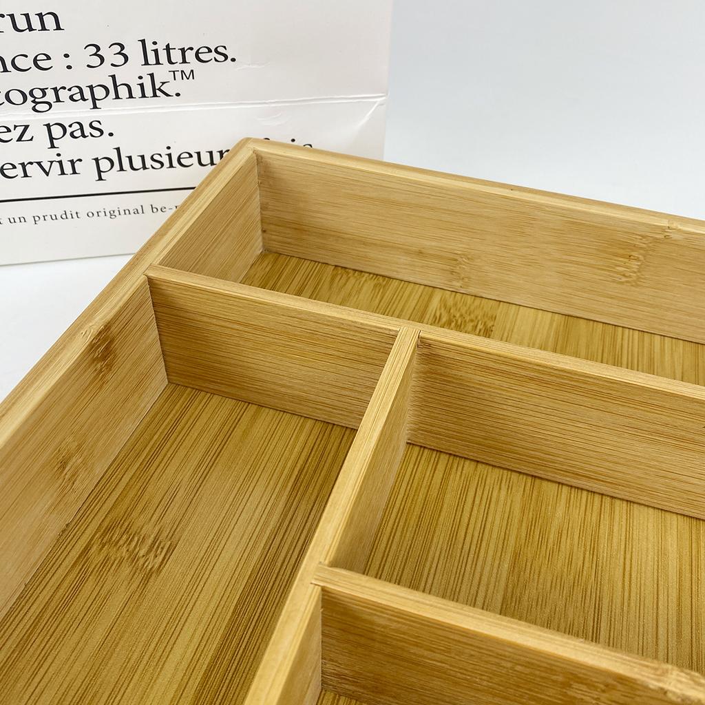 Expandable Drawer Tray Cutlery Organizer Kitchen Silverware Utensil Flatware Cutlery Spoons Knives Bamboo Storage Tray