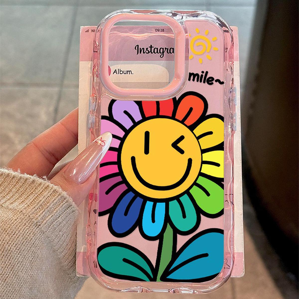 For Apple Mobile Phone Protective Cover Silicone New Mobile Phone Case Holder Summer 15pm Rainbow Girls Mobile Phone Case Cute Style For iPhone 11