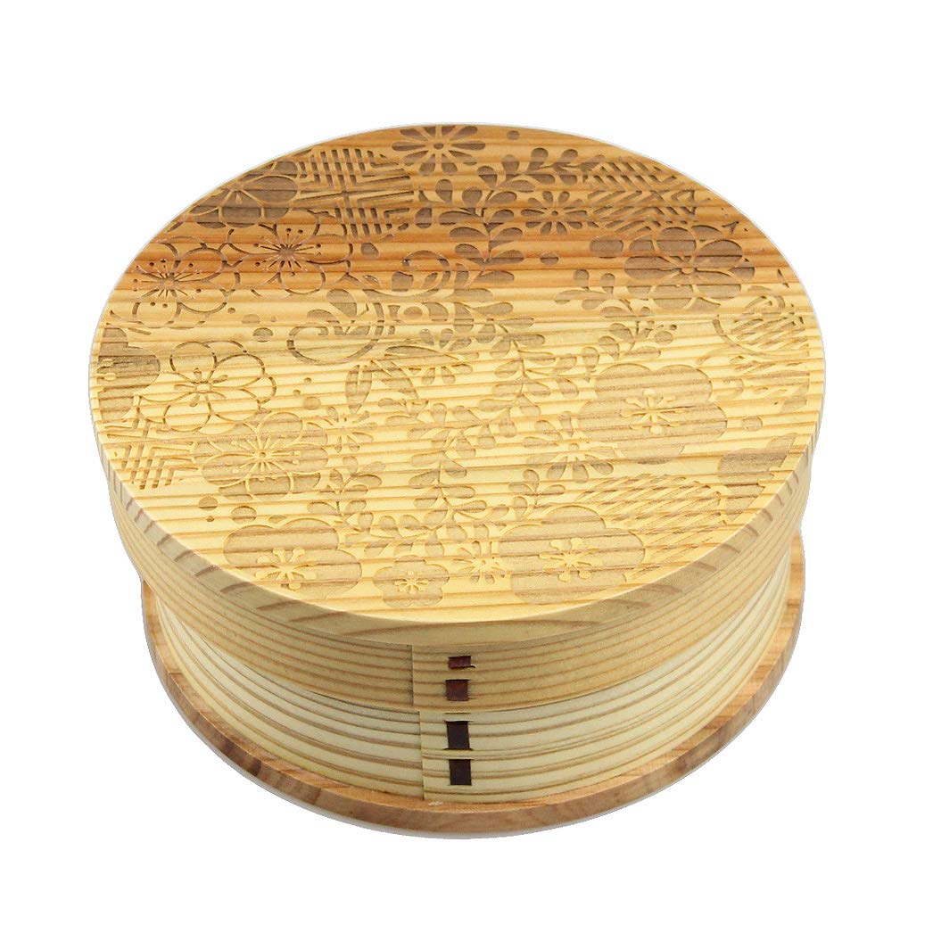 

HANA 600ml Round Bentwood Lunch Box, Finished in Japan