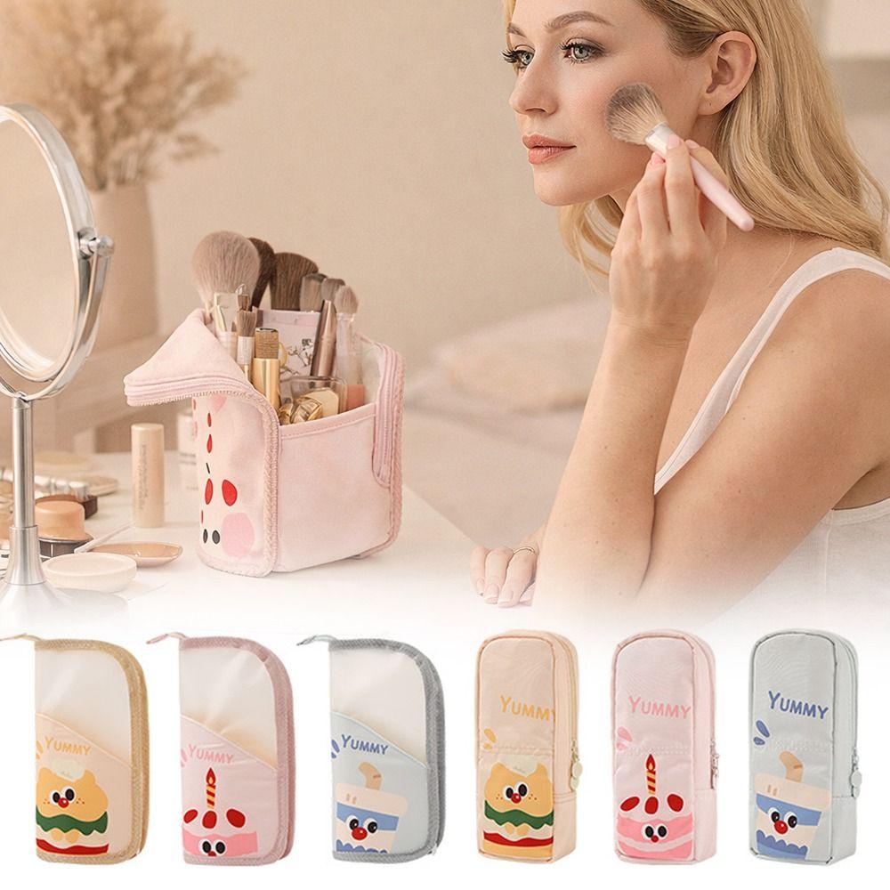 Polyester Folding Makeup Bag Waterproof Folding Design Stand Cosmetic Bag Portable Make Up Organizer Daily Makeup Organizer