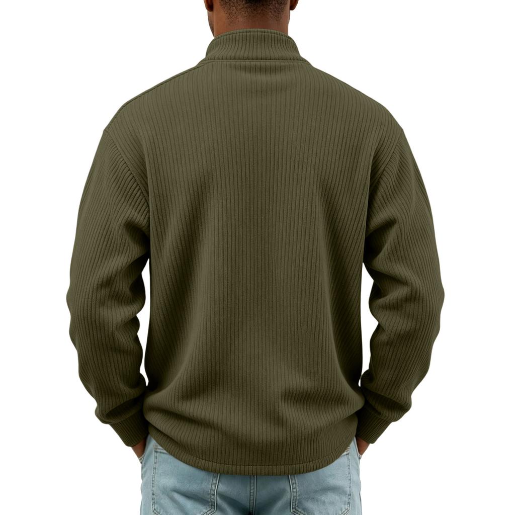 Herren Vintage Cord Reißverschluss Strickjacke Lässig Langarm Herbst Mode Pullover Jacke
