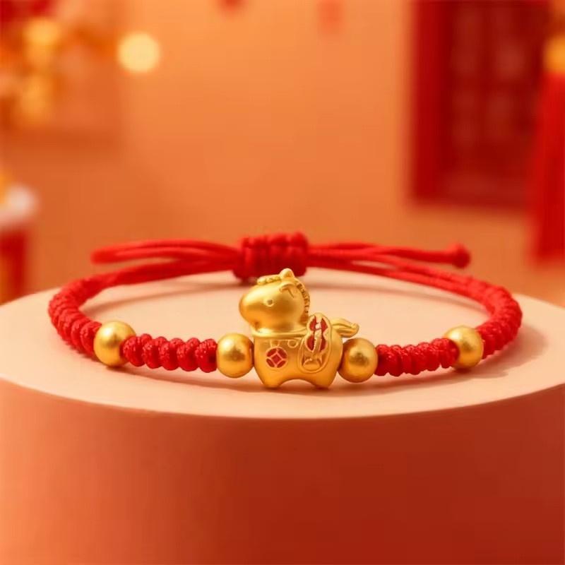 1pcs 2026 Horse Year Red Lucky Braided Rope Bracelet For Chinese Style Horse Beaded Bracelets New Year Blessing Jewelry Gifts
