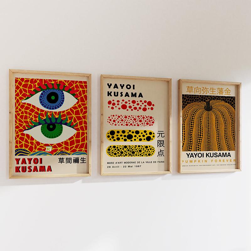 Yayo Kusama Punkte Druck, Japansche Abstrakte Wandkunst, Frau Porträt