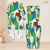Women Plus Size Striped Printed Two Piece Set 3 4 Sleeve Open Cardigan Sleeveless Crew Neck Bodycon Dress