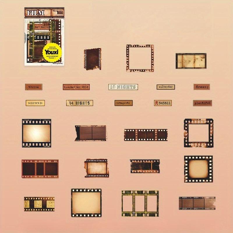 1PC notebook materials 25 pieces into 4 types of film memory series beautiful day stickers retro movie hard card notebook material stickers