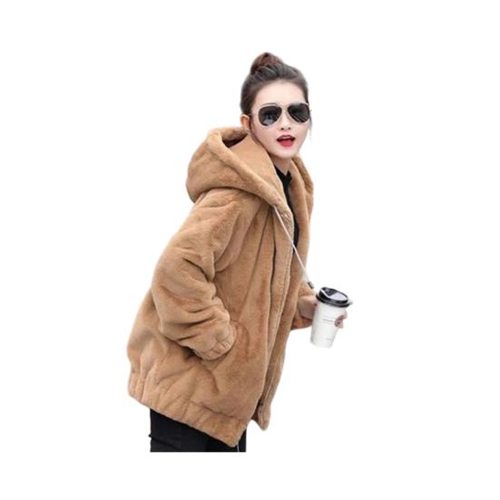 

Женская пушистая флисовая куртка на молнии с капюшоном, на шерпе, толстая, теплая, демисезонная, зимняя верхняя одежда с карманами 3XL хаки