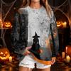 Women's Fashion Casual Halloween Print Neck Sweatshirt