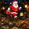 Christmas Garden Stakes LED Lighted Festival Signs Santa Holding Lantern Design Christmas Snowmen Decorations for Garden Yard