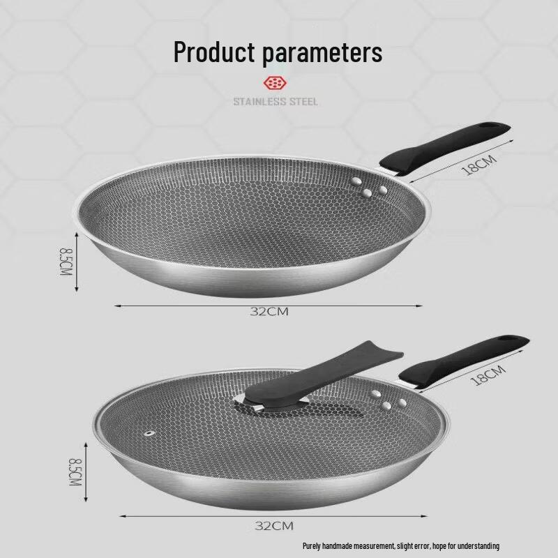 ZISIZ Stainless Steel Non-Stick Wok Pan