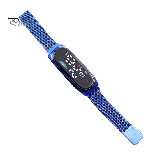 LED-Digitaluhr, wasserdicht, Magnet, Edelstahllegierung, Touchscreen, lesbares Zifferblatt, hohe Genauigkeit, langes Zifferblatt, batteriebetriebene Unisex-Sportarmbanduhr