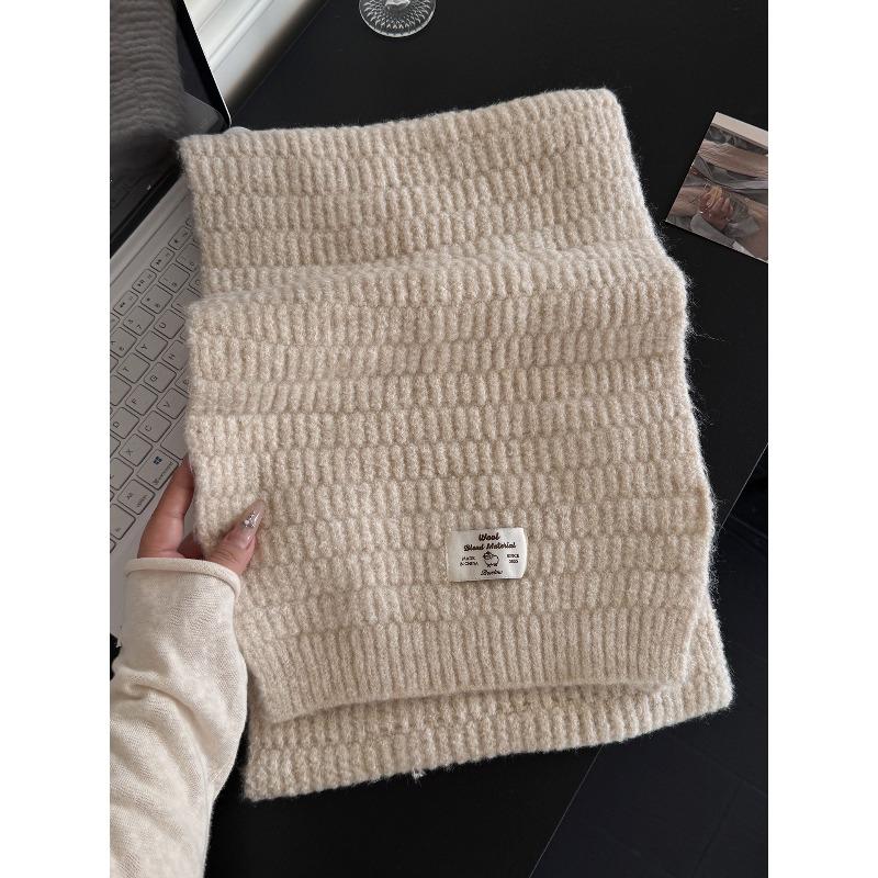 Korean Autumn and Winter New High Quality Wool Blended Knitted Scarf for Women Warm and Versatile Couple Atmosphere Scarf
