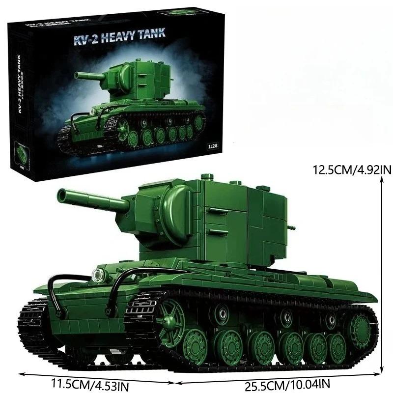 KV-2 Heavy Tank Building Blocks Armored Vehicle Model Bricks Toy Trendy Building Blocks Series MOC Creative Model Birthday Gift