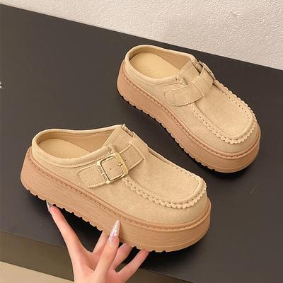 Damenschuhe Neue Baotou Halbschuhe Hohe Qualität Wildleder Lässige Hausschuhe Mode Mules Hausschuhe Plateau Hausschuh Zapatos Mujer