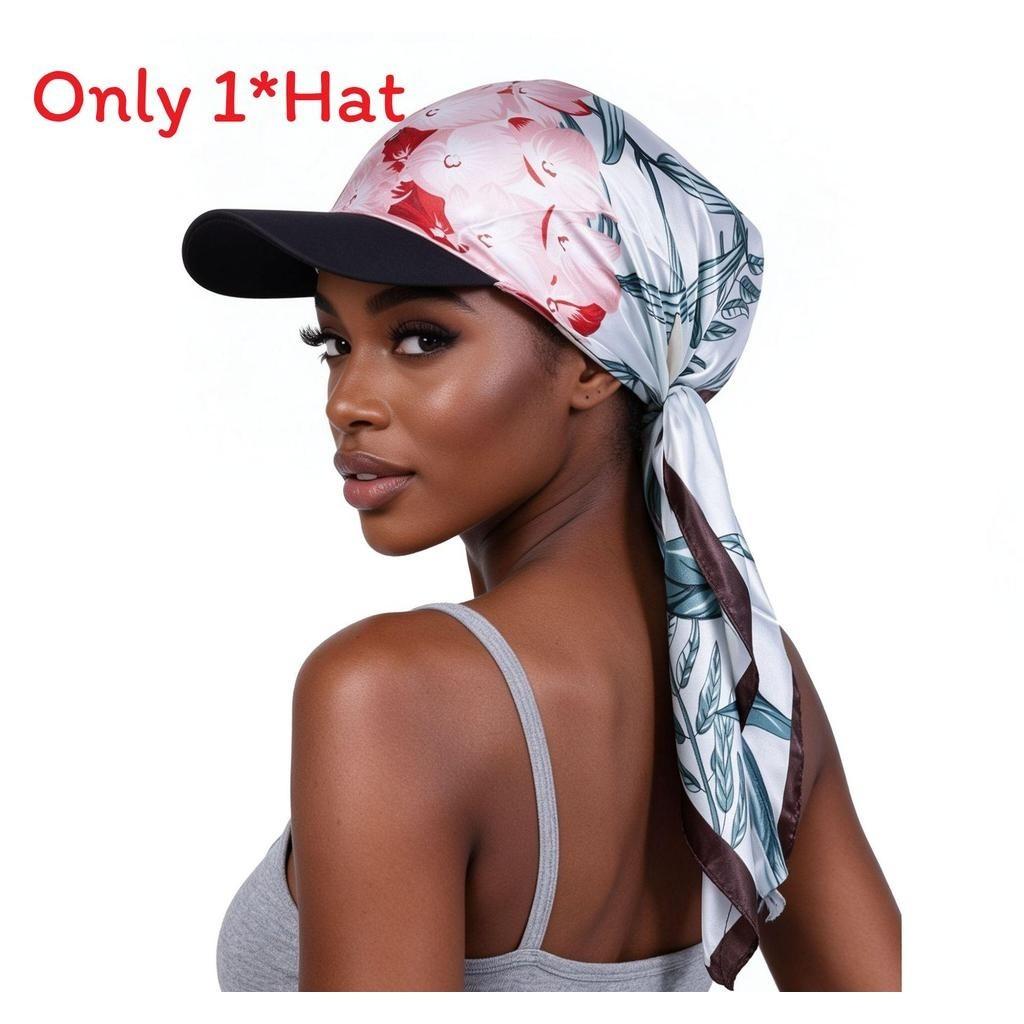 Fashion Print Silk Scarf Headwear With Sun Protection For Outdoor Activities