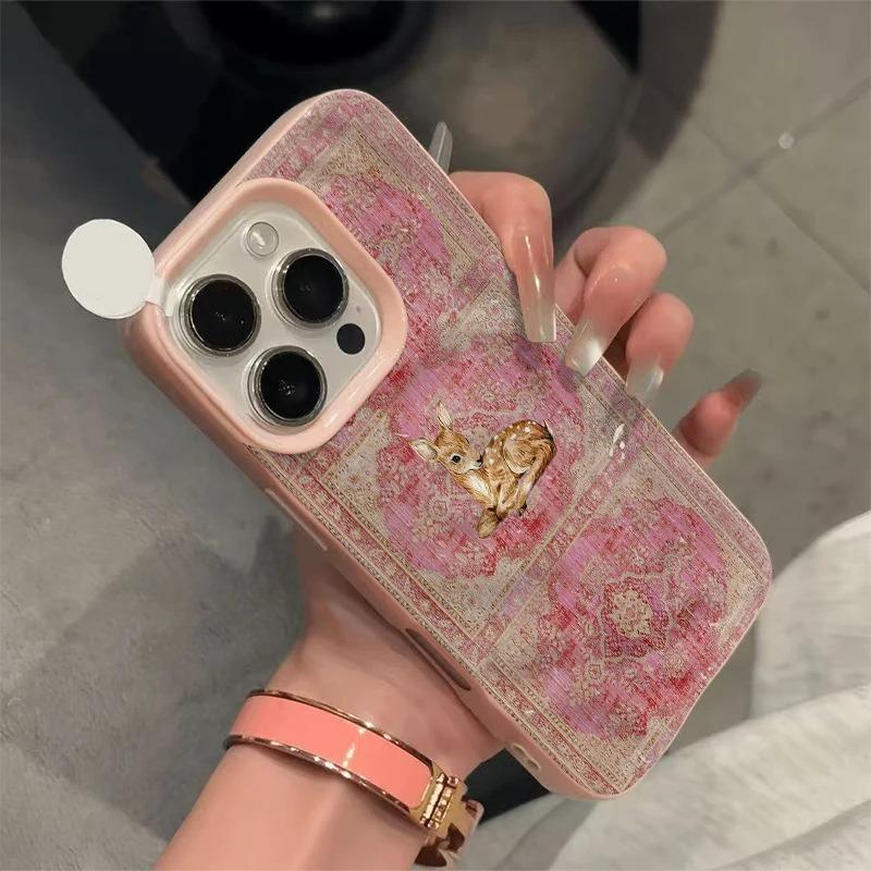 Cute Little Deer Phone Case For IPhone 11 13 12 Pro 14 16 Plus 15 Pro Max Case 17Air Case Silicone Shockproof Soft Cover Cases