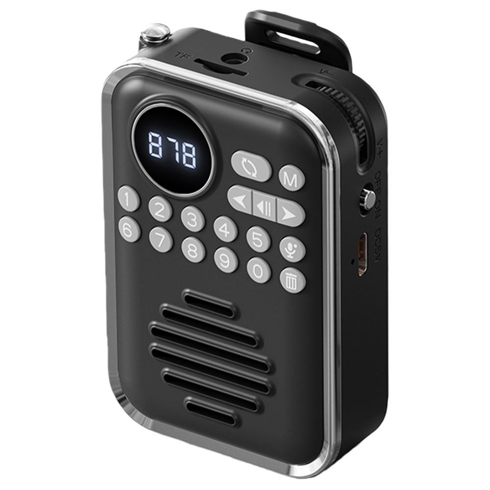 400mAh Battery Clip-On Radio Bluetooth Speaker Rechargeable Battery Portable FM Radio Home Decor