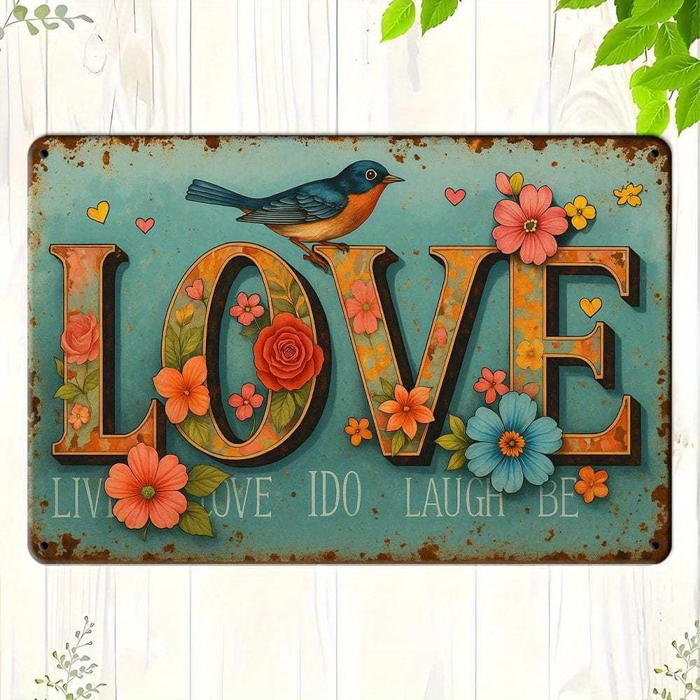 Love & Peace  vintage metal sign, 20x30cm.