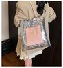 2025 New Korean Version Fashion Tote Bag Casual Sequins Large Capacity Underarm Shoulder Bag Handbag Female Texture Tide