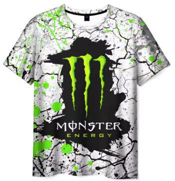 Herren Sommer Monster Energy Marke 3D Gedrucktes T-Shirt Lässig Schnelltrocknend Atmungsaktiv Kurzarm