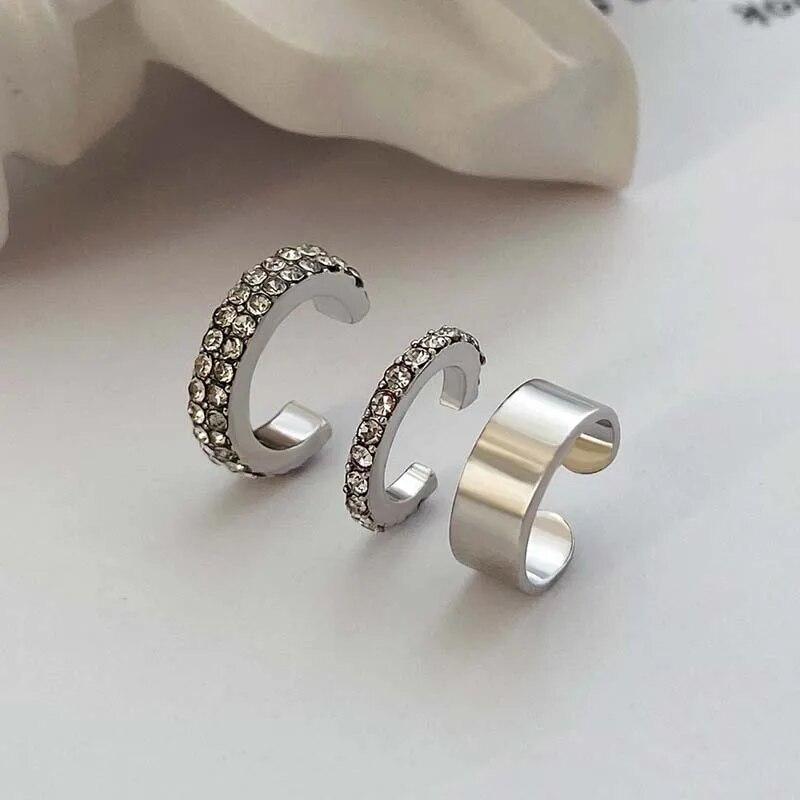 Fashion Zircon Double-layer Ear Cuff No Piercing Earring 2023 Trendy Punk Unique Metal Geometric Ear Clip for Women Jewelry