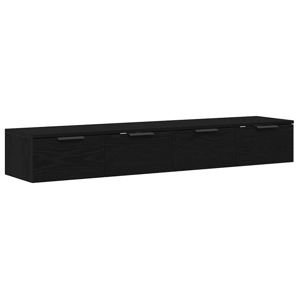 Wall Mounted Cabinet 2 pcs Black Oak Effect Wood Based Material
