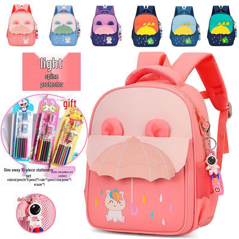 Fashionable Spine Protection Backpack for Girls, Ages 3-6: Lightweight and Double-Strapped for Kindergarten To First Grade.