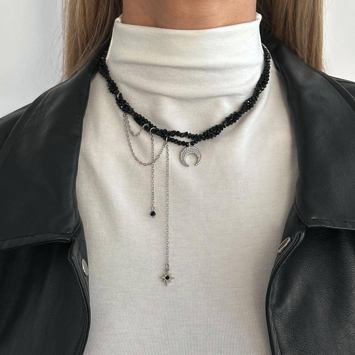 

Ingemark Elegant Metal Moon Star Tassel Pendant Necklace Women Retro Creative Acrylic Adjustable Necklace 2026 New Charm Jewelry