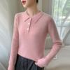 Women's Elegant Cashmere Polo Neck Sweater - Warm, Wide Ribbed Knit Base Layer for Autumn/Winter