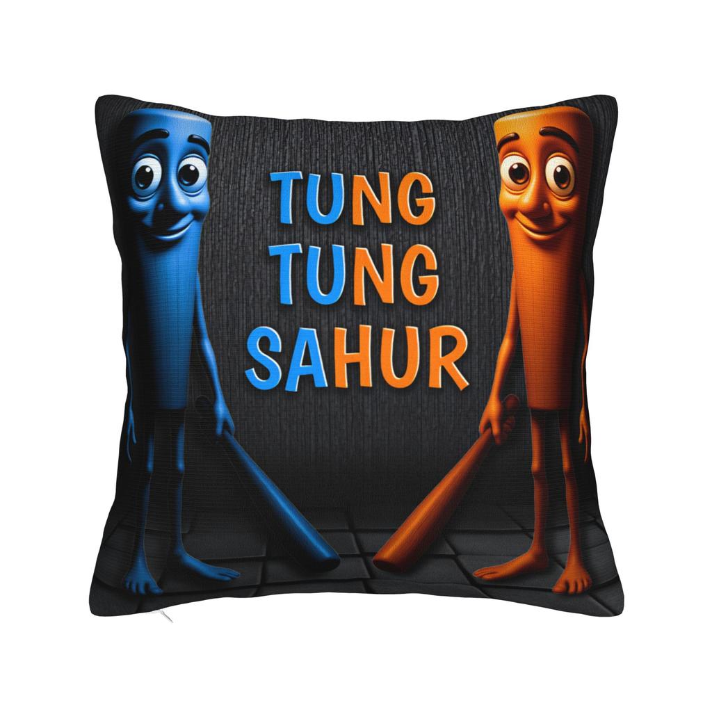 Tung Tung Sahur Funny Ramadan Gym Meme Pillow Cover Comfy Cushion Cover Novelty Pillow Case For Couch Sofa Bedroom