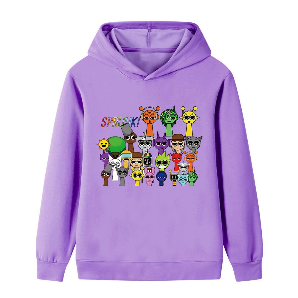 B1059 Kids Boys Girls Sprunki Print Soft Colorful Long Sleeves Hoodie