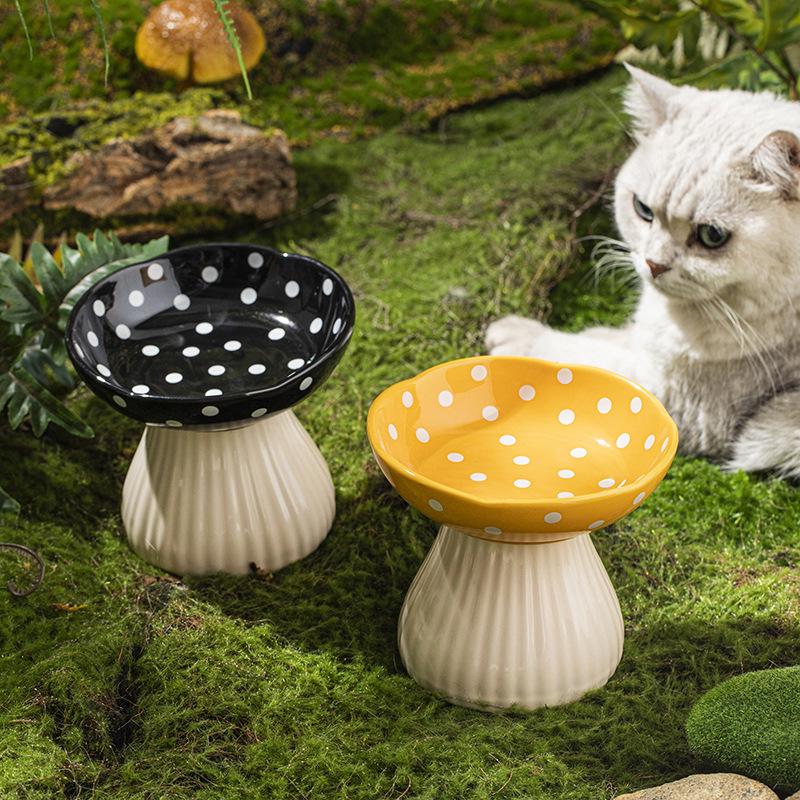 Universal Ceramic Cat & Dog Bowl - Anti-tip, High-legged Design for Neck Protection