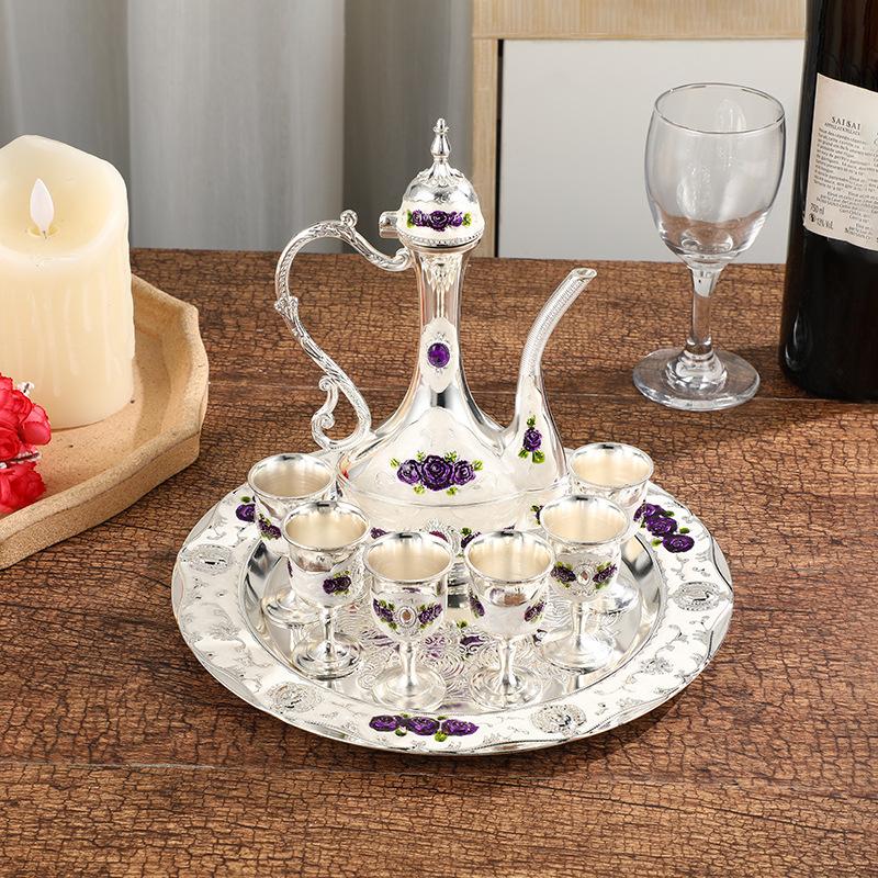 Set da Vino in Metallo Piccolo Motivo Rosa Set da Vino Bianco Set Caraffa da Vino