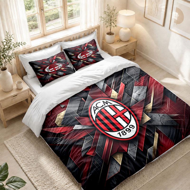 Bedding Set 1 Duvet Cover 2 Pillowcases AC Milan Print Bedroom Home Decoration