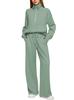 Damen Zweiteiler Oversized Halbreißverschluss Sweatshirt und Weite Hose Lässiges Set