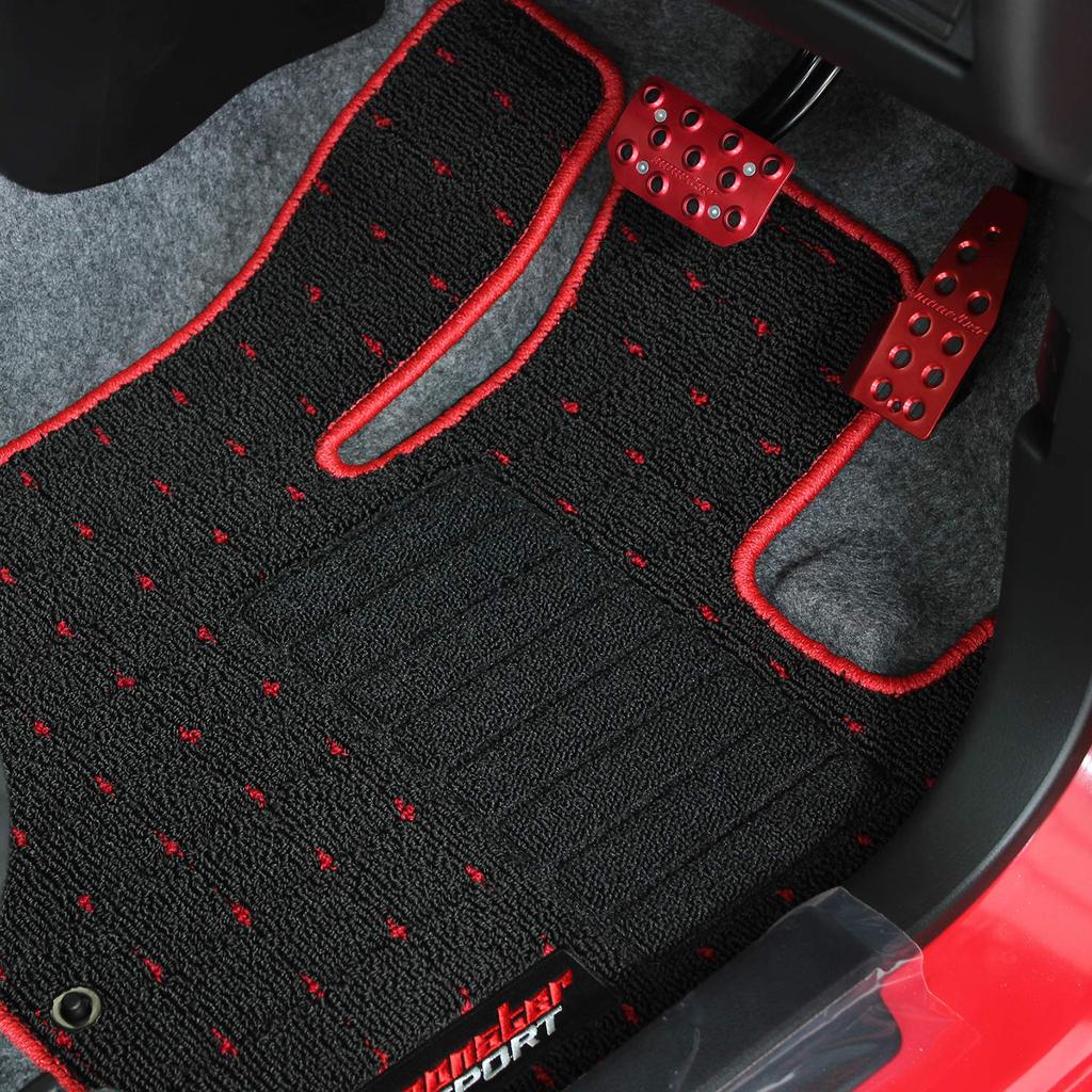 MONSTER SPORT Floor Mats for Alto Black x Works/Turbo RS/Alto [HA36S] 5AGS/CVT vehicles, Red, 894550-7300M
