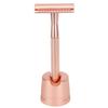 Zinc Alloy     Men Portable Brass Handle Double   Shaving   with Base for Face Grooming