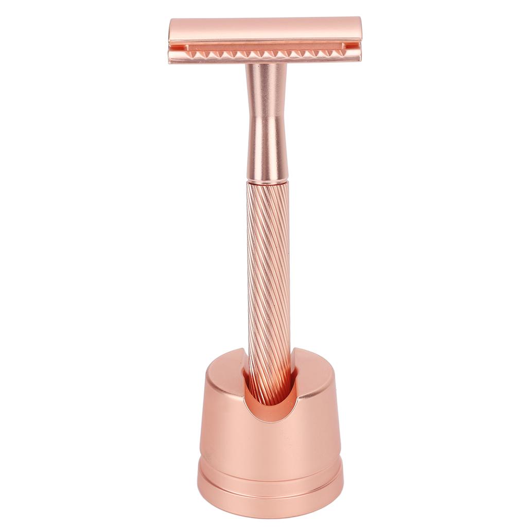 Zinc Alloy Men Portable Brass Handle Double Shaving with Base for Face Grooming