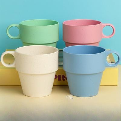 Wheat Straw Water Cup with Anti-scald and Anti-slip Handle, Household Plastic Insulated Cup, Simple Plastic Cup