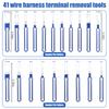 41Pcs Stainless Steel Plug Terminal Removal Tool Wire Crimp Split Connectors Pin Extractor Kit with Storage Box Car Repair Tools