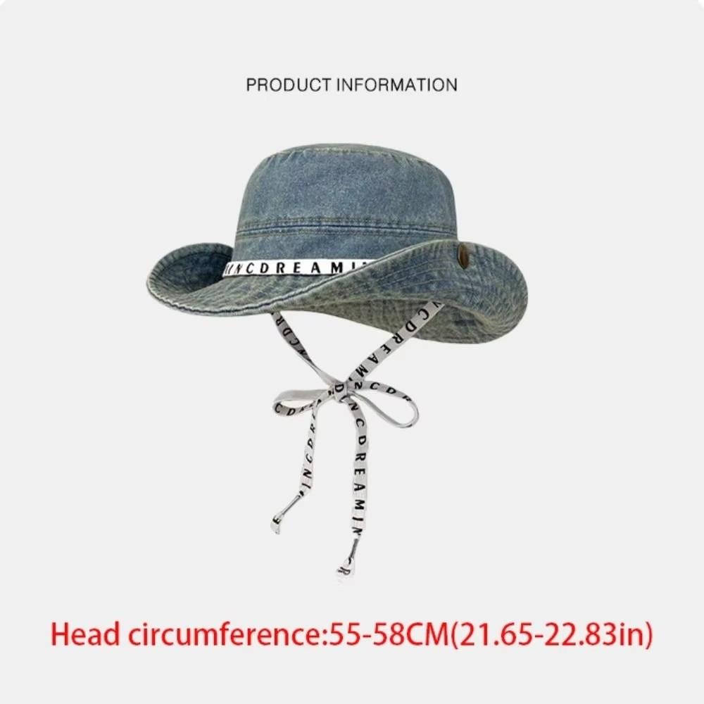 Large Brim Cowboy hiking hat Denim Fisherman Hat Casual Bucket Hat