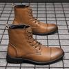 High Top Lace Leather Boots for Men Retro Big Size 38-48 Ankle Boots New Designer Male Plush Snow Boots Autumn Winter Warm Shoes