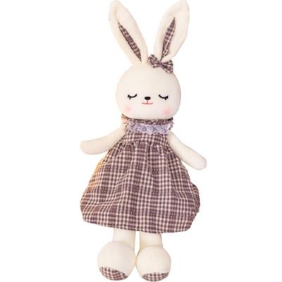 Haesol Checkered One-piece Rabbit Mochi Sleeping Attachment Doll, Brown, Korean Baby Products