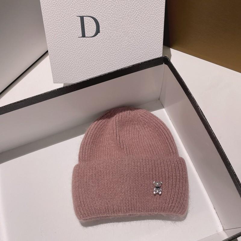 Warm Cute Bear Knit Beanie Soft Rabbit Hair Winter Hat Women Outdoor
