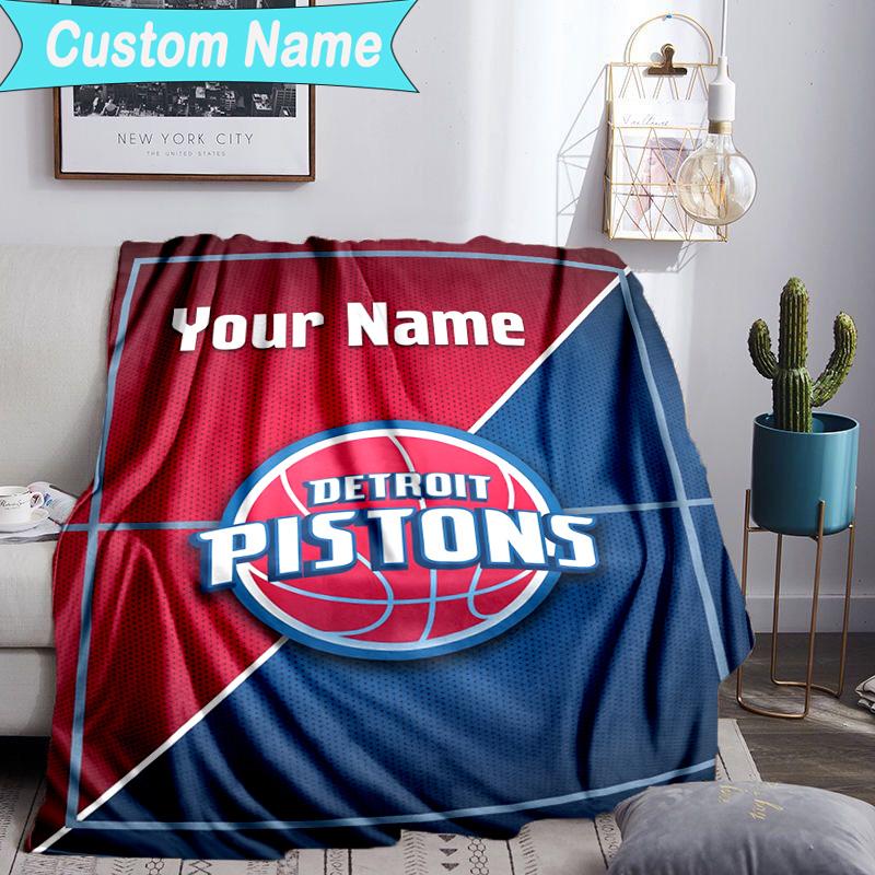 Custom Name Blanket Detroit-Pistons Logo Blanket Bedding Blanket for Travel, Camping, Living Rooms, Offices, Sofas, Fan Christmas Gift