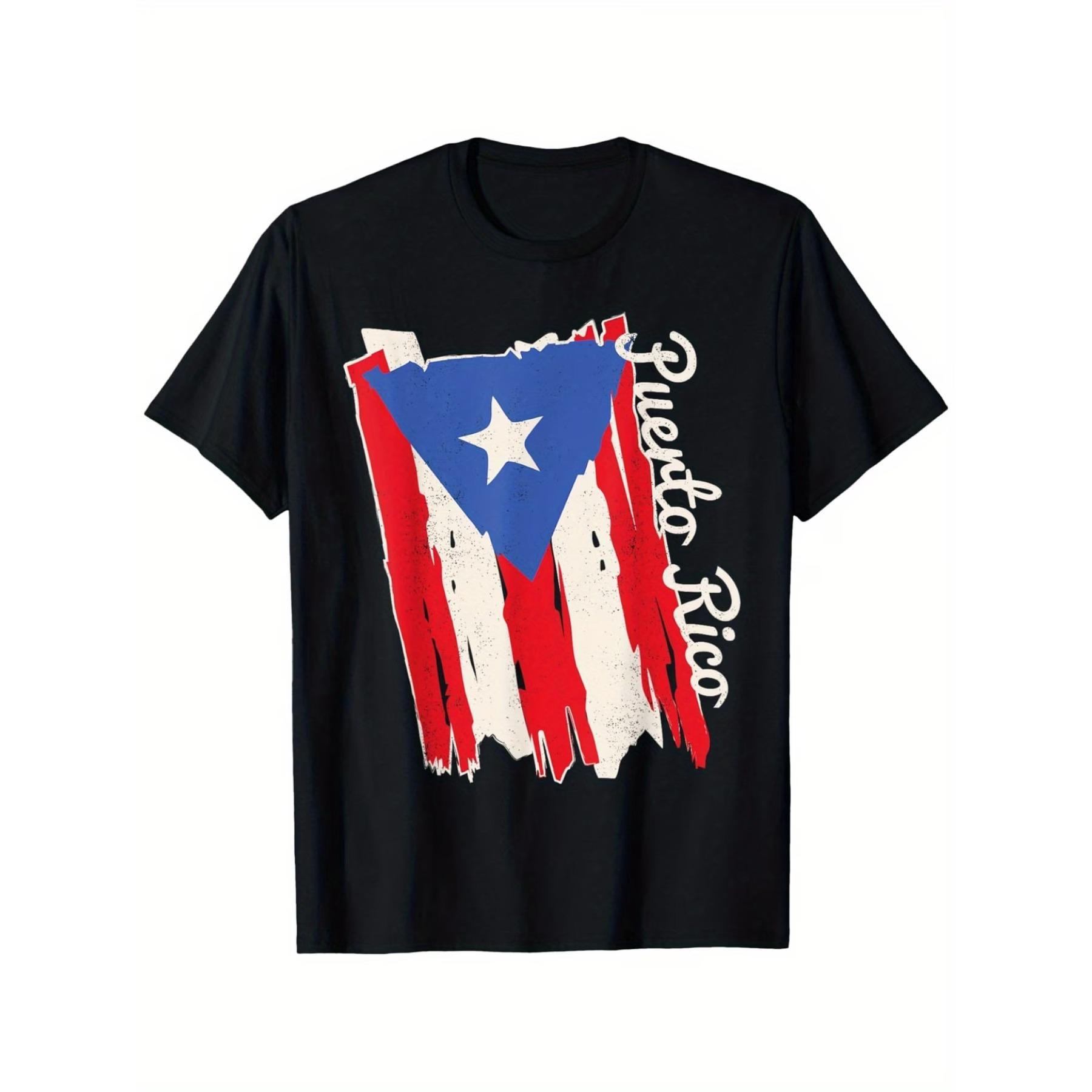 

Puerto Rico Flag Retro T-Shirt - Unisex Cotton Casual Round Neck Short Sleeve Tee with Vibrant Puerto Rican Design, Slight Stretch XXL