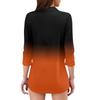 Women's Fashion Casual Lapel 3/4 Sleeve Print Shirt Women's V-Neck Tops